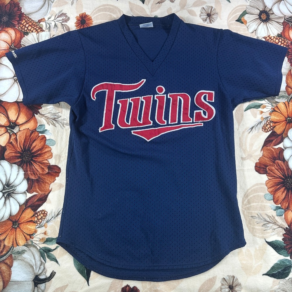 Vintage Minnesota Twins Navy Majestic MLB Mesh Jersey Mens Made USA Size Large